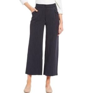 Eileen Fisher Pinstripe Tencel Crop Wide Leg Trousers Pant Indigo Size XS